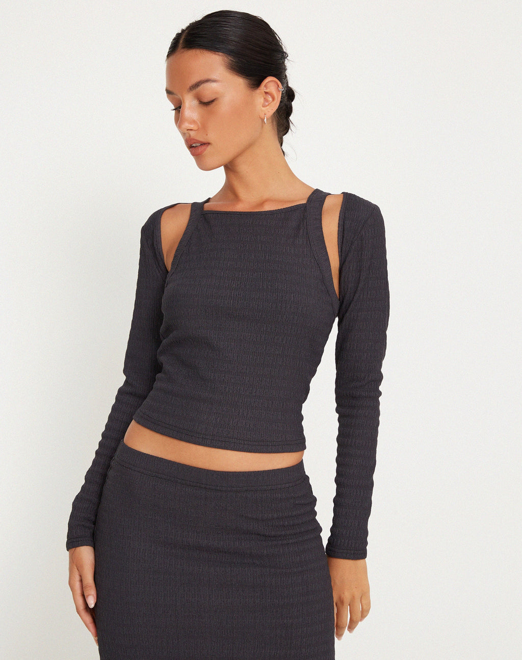 Top Ginny en color Crinkle Charcoal