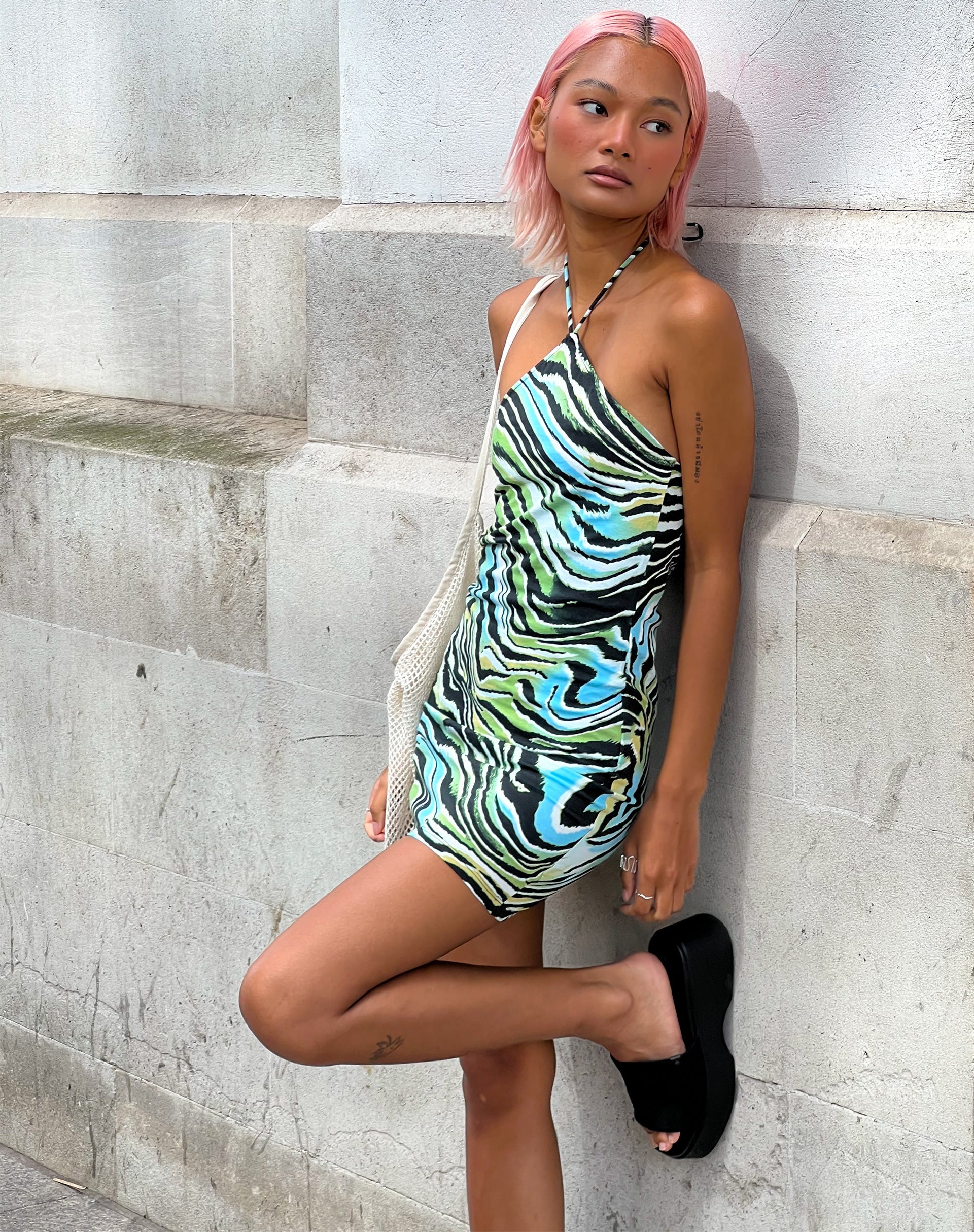 imagen de Giori Mini Dress in Warped Zebra Blue