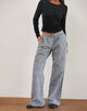 Imagen de Wasic Pantalón de lino de pata ancha en guinga floral Negro