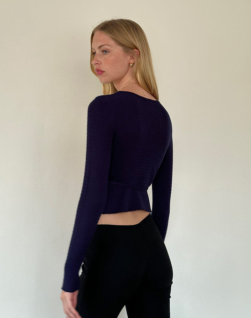 Imagen de la chaqueta de punto Gisela en azul noche