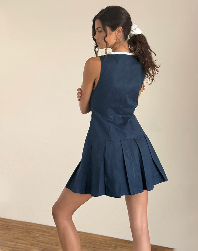Minivestido Gitas Button en popelín azul marino