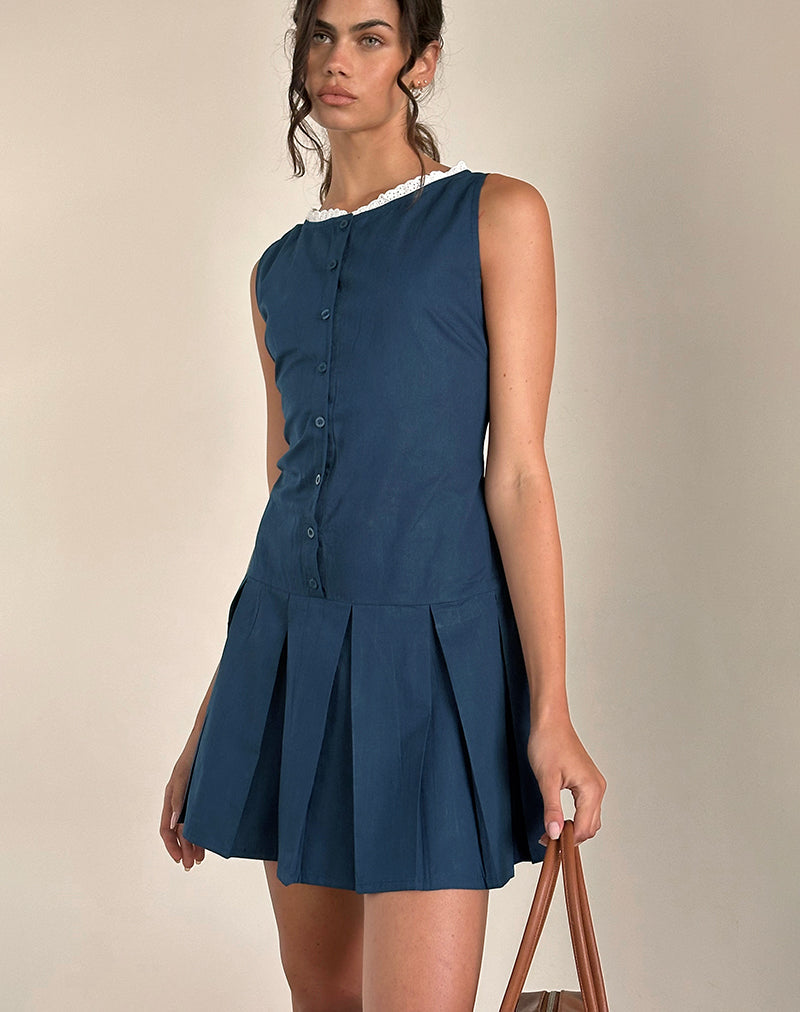 Imagen del minivestido Gitas Button de popelina azul marino