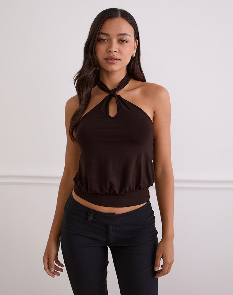 Imagen de Giunea Knot Halter Top en Chocolate amargo