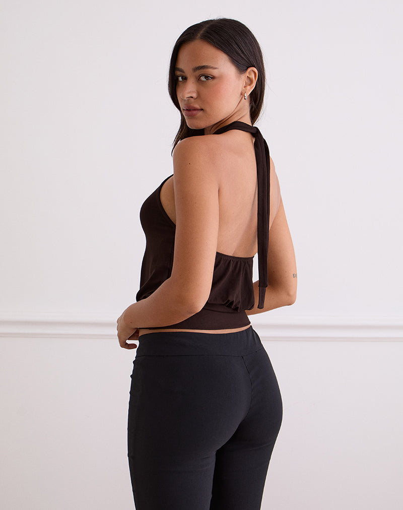 Imagen de Giunea Knot Halter Top en Chocolate amargo