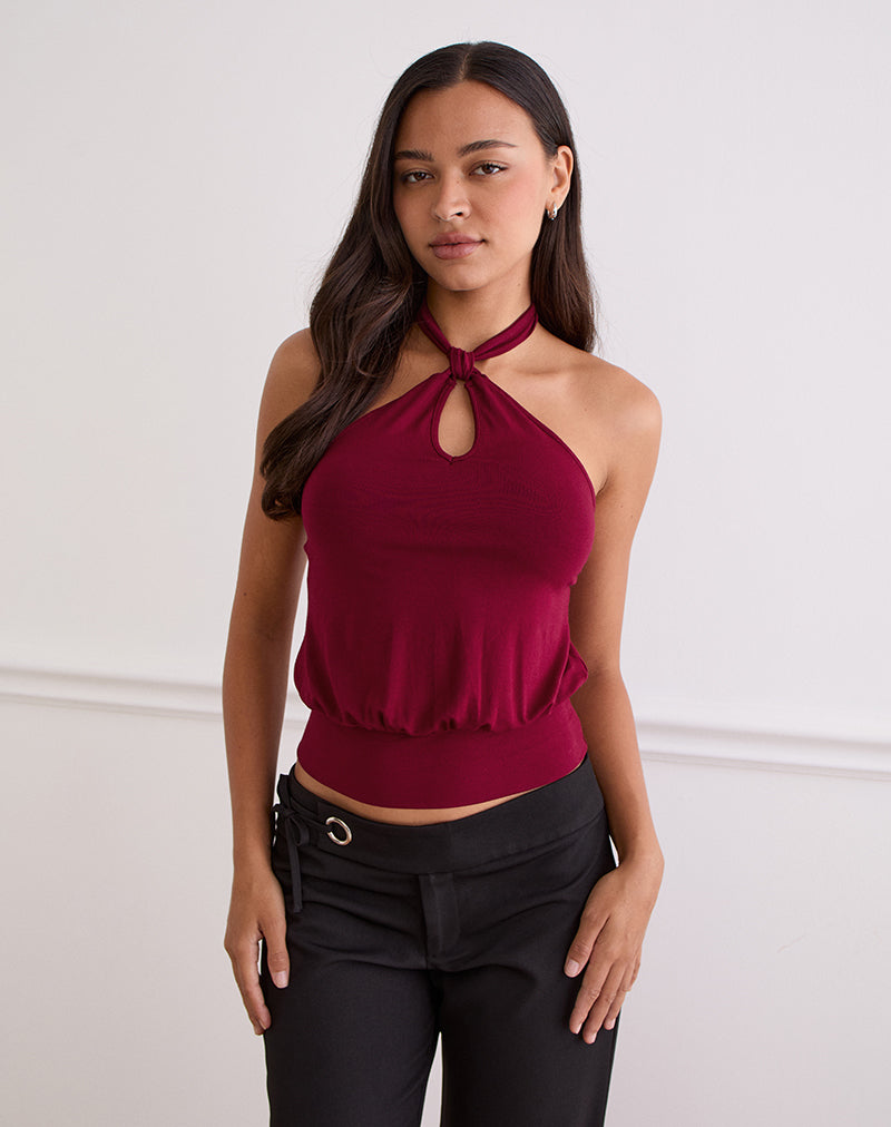 Imagen de Giunea Knot Halter Top en Borgoña
