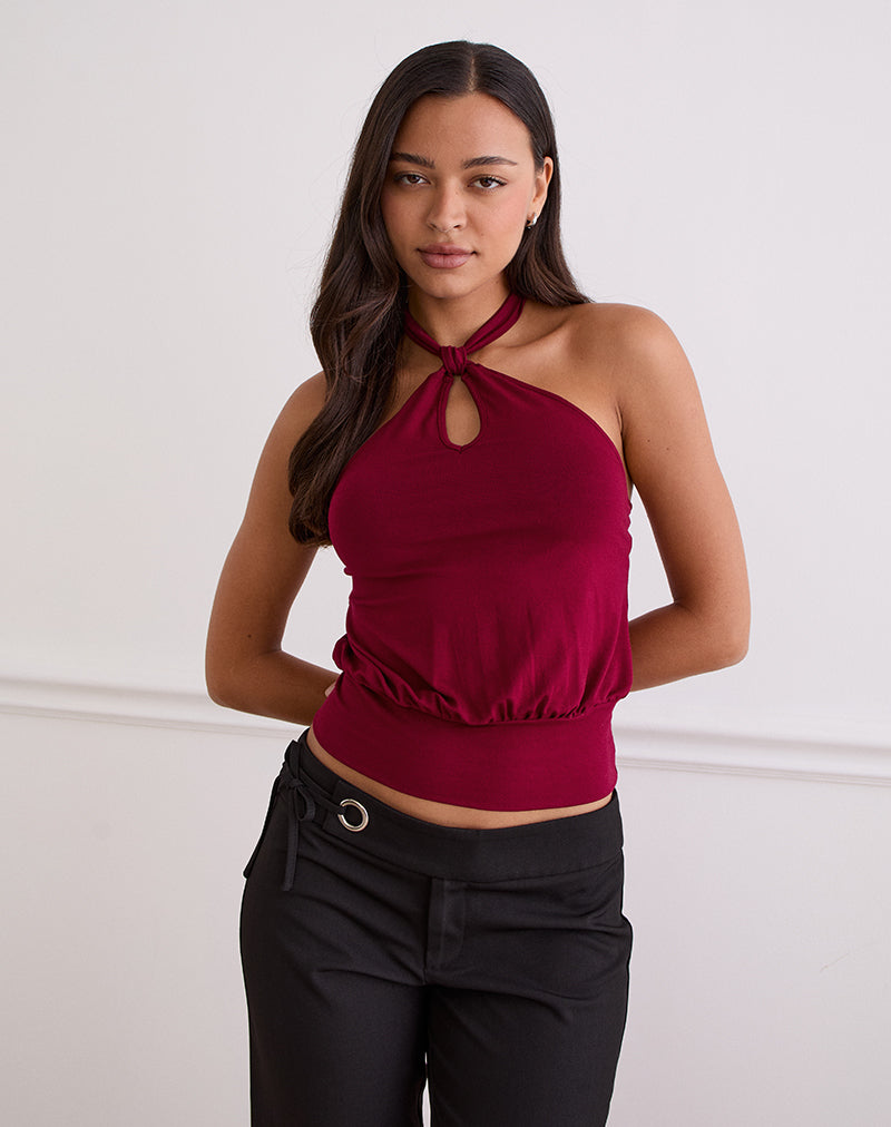 Imagen de Giunea Knot Halter Top en Borgoña