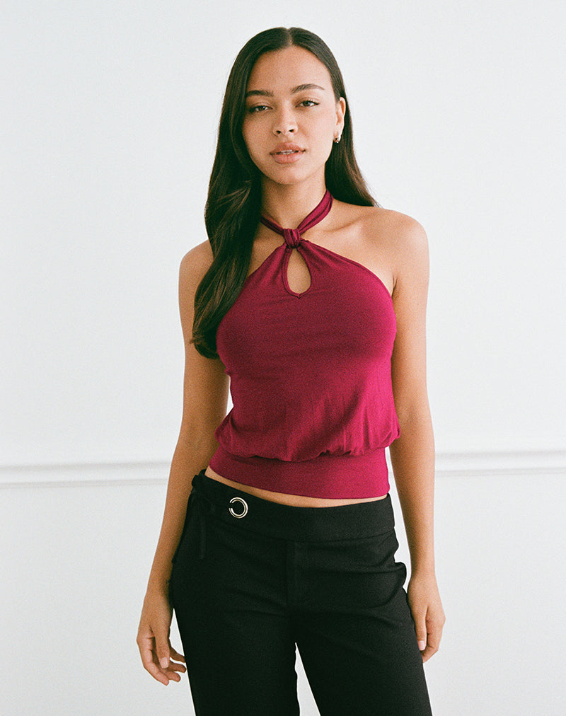 Imagen de Giunea Knot Halter Top en Borgoña