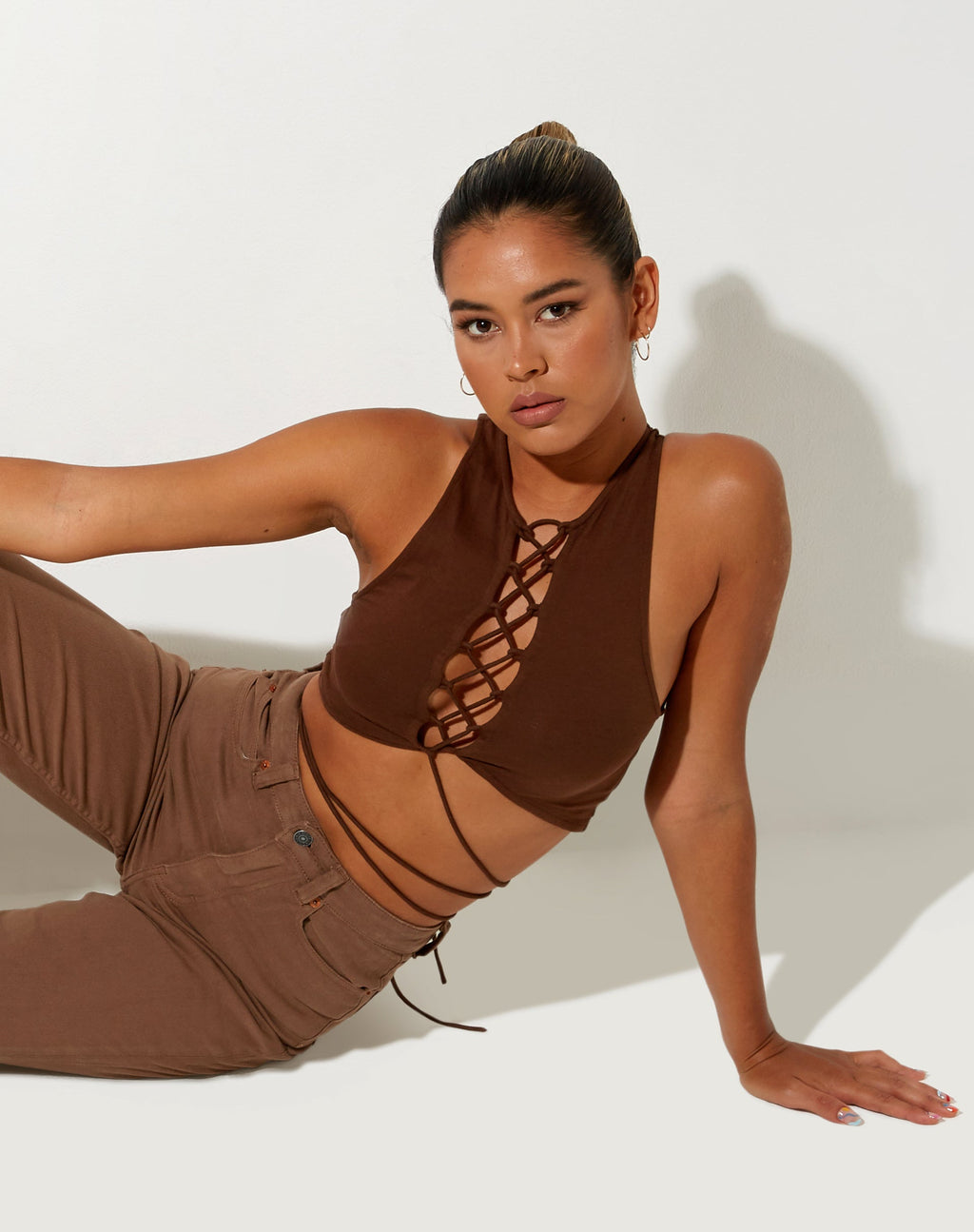 Crop Top Giwta en Lycra Cacao