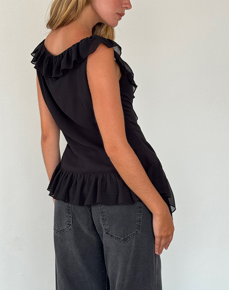 Imagen de Glaiza Ruffle Cami Top Negro