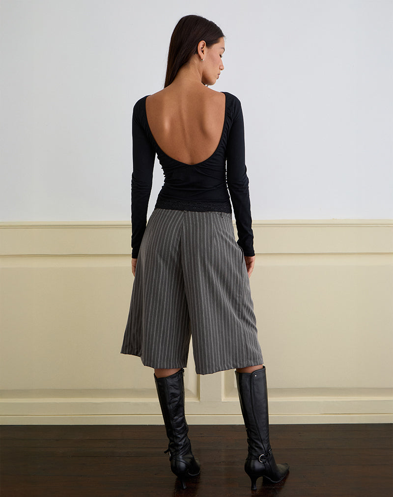 Imagen de Gomira Top de manga larga en negro con ribete de encaje