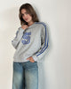 Image of Sudadera Govel en marga gris con motivo 5 azul cobalto