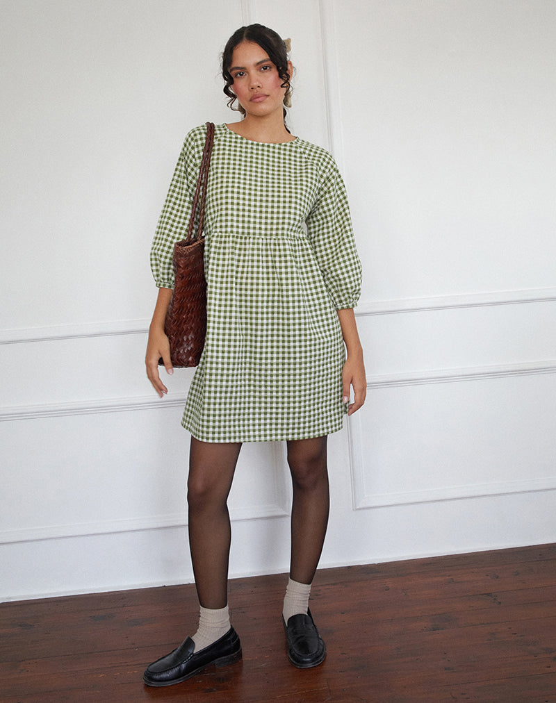 Imagen de Grace Mini Dress in Gingham Oliva