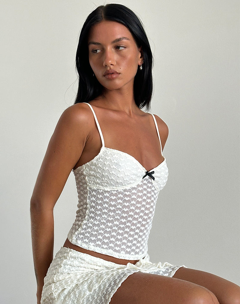 Grafika Cami Top de Encaje Corazón Marfil