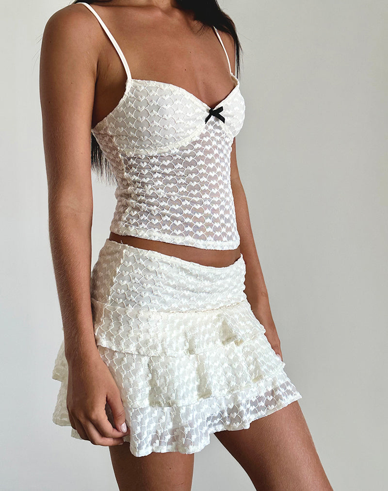 Minifalda Camigo de encaje corazón marfil