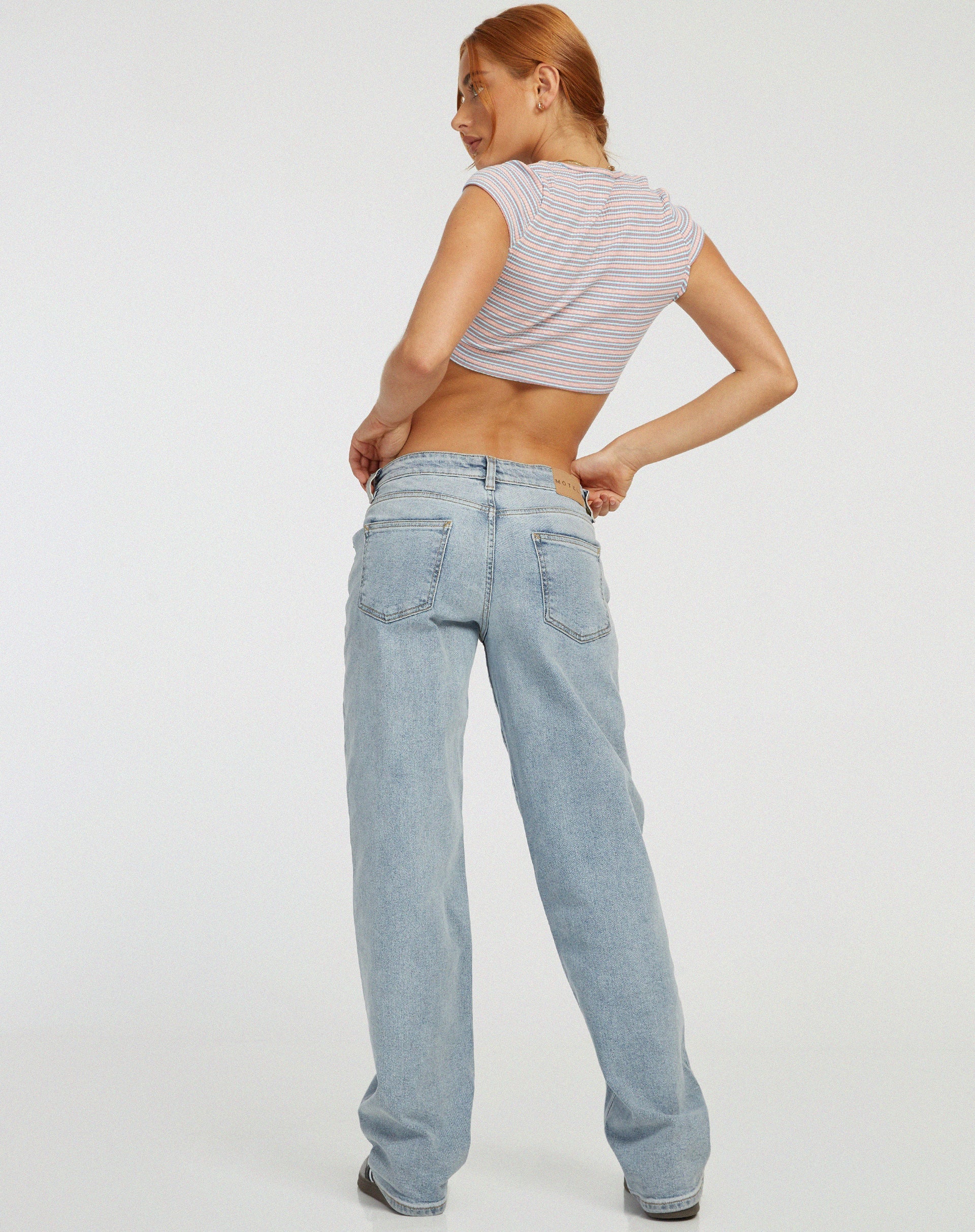 imagen de Guanna Crop Top en Stripe Rib Azul y Melocotón