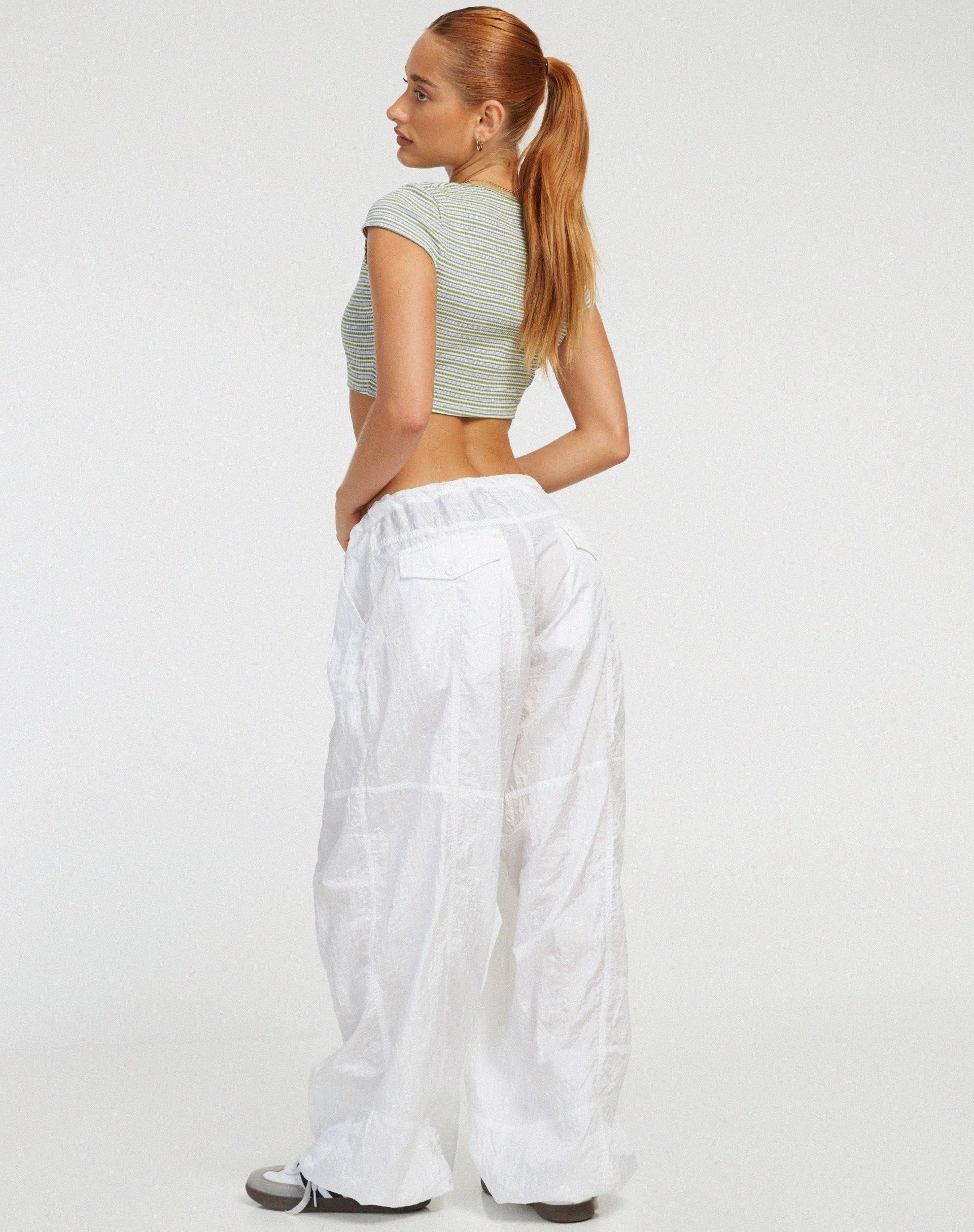 imagen de Guanna Crop Top en Stripe Rib Verde y Gris