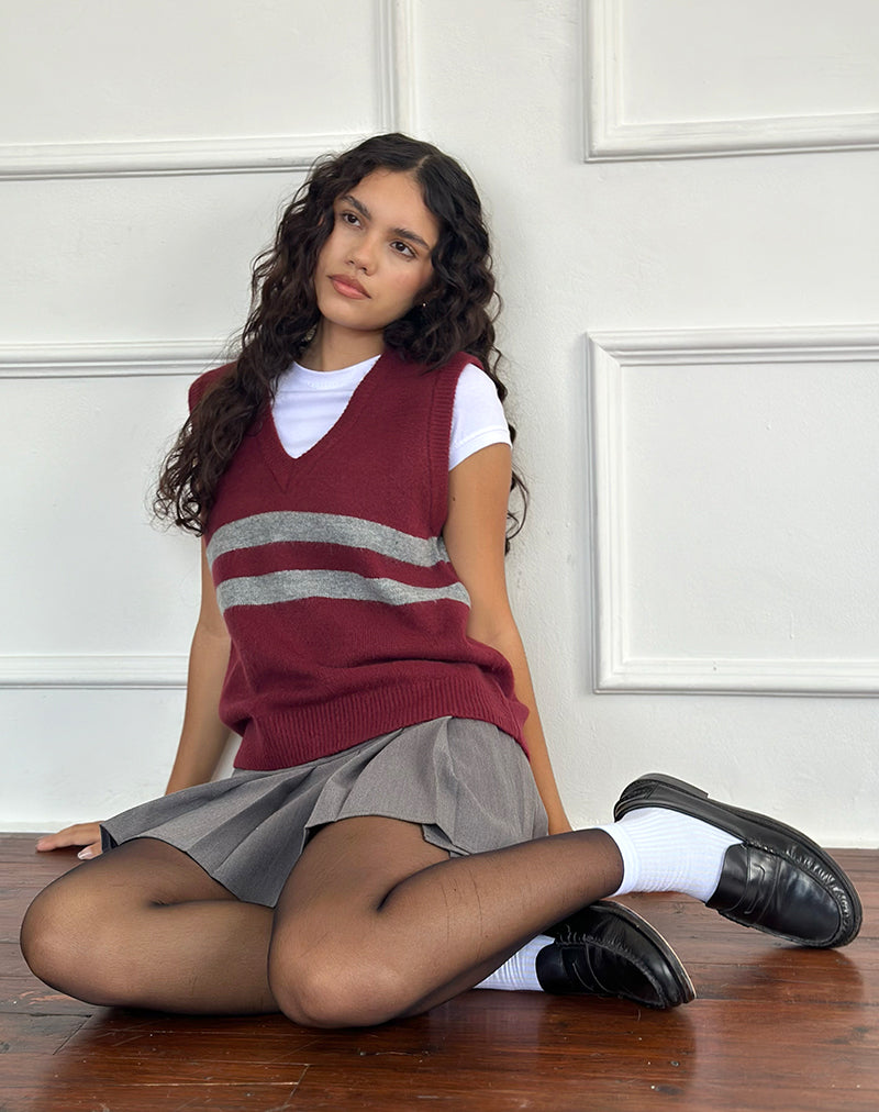 Imagen de Chaleco Guria en rojo granate con raya gris