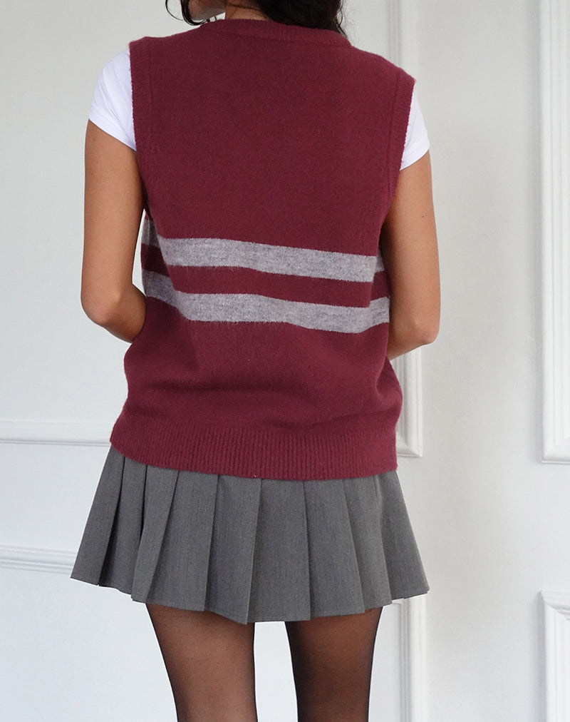Imagen de Chaleco Guria en rojo granate con raya gris
