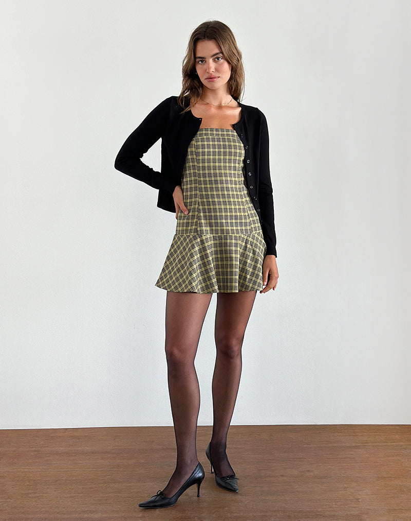 Imagen de Hadia Bandeau Mini Dress in Check Yellow