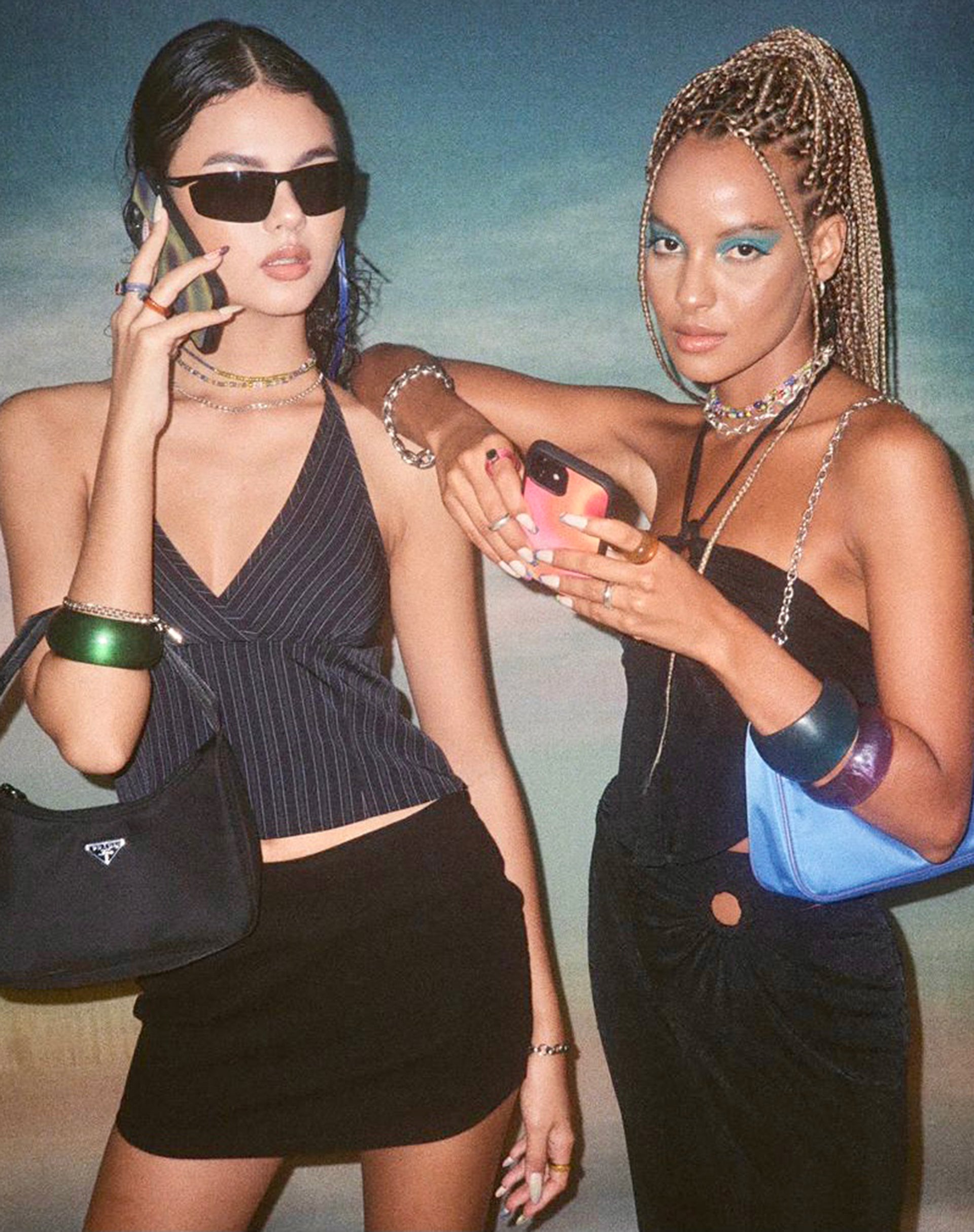 Imagen de MOTEL X OLIVIA NEILL Hajra Vest Top in Irregular Stripe Negro