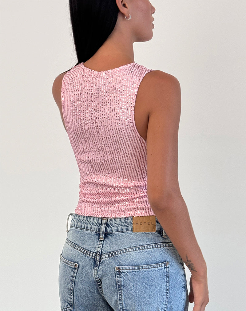 Imagen de Hala Chaleco Top en Mini Lentejuelas Rosa
