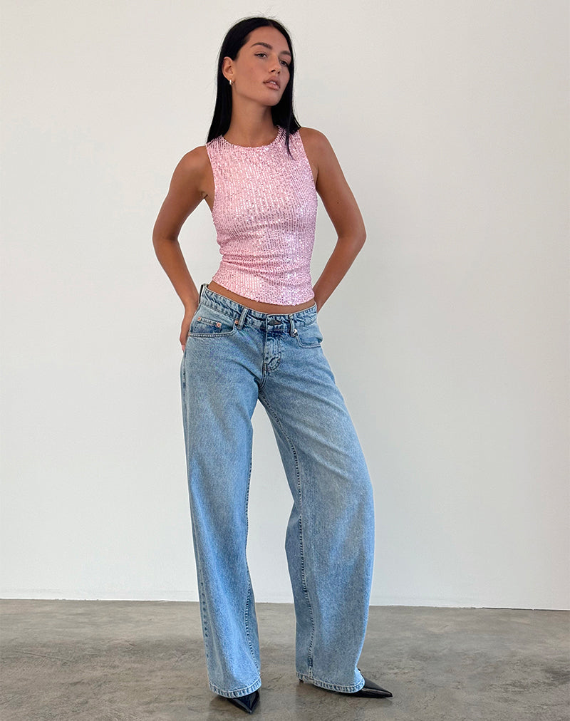 Chaleco Hala en mini lentejuelas rosa