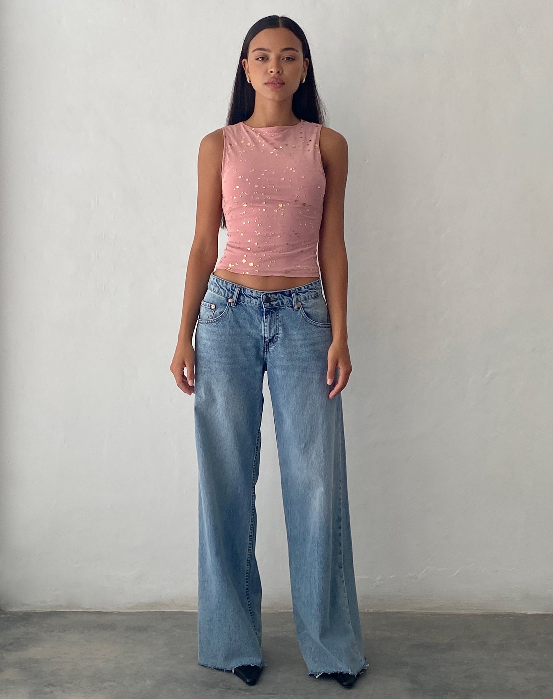 Imagen de Hala Vest Top en rosa con pan de oro rosa