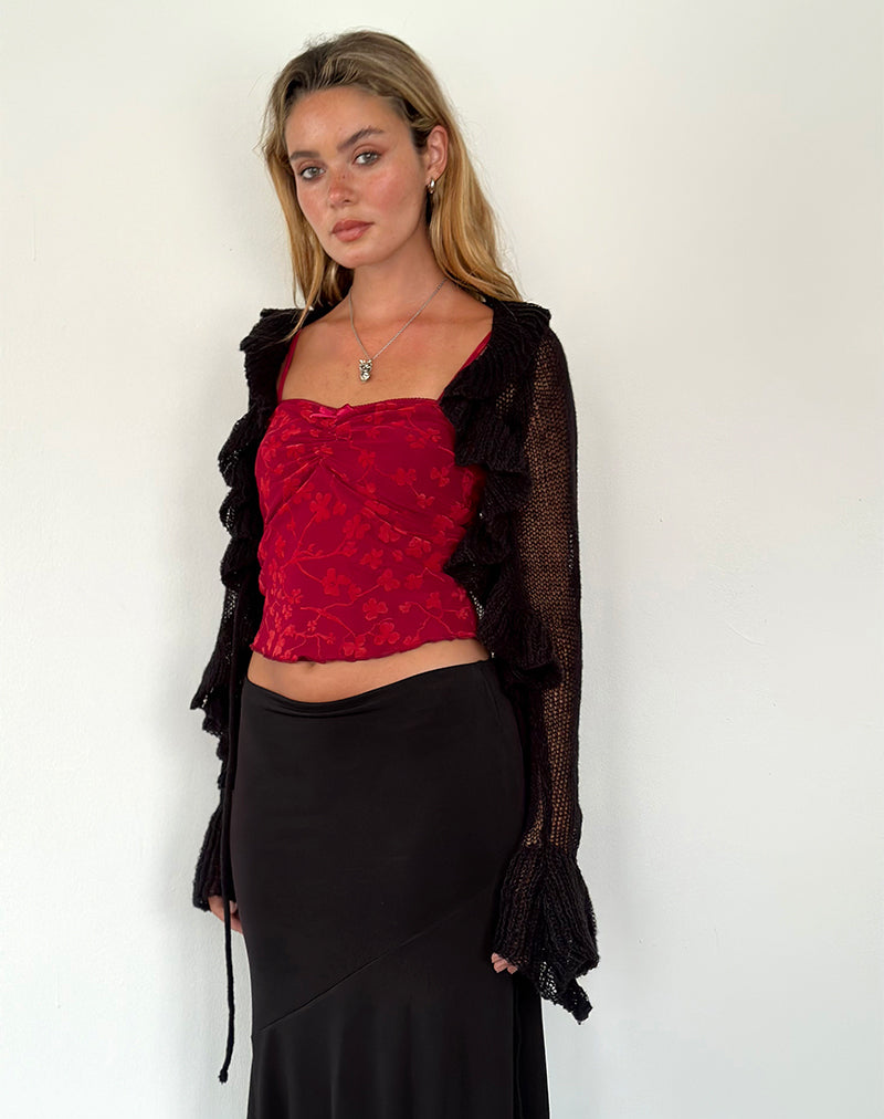 Camiseta Hali Cami en flock floral grunge rojo