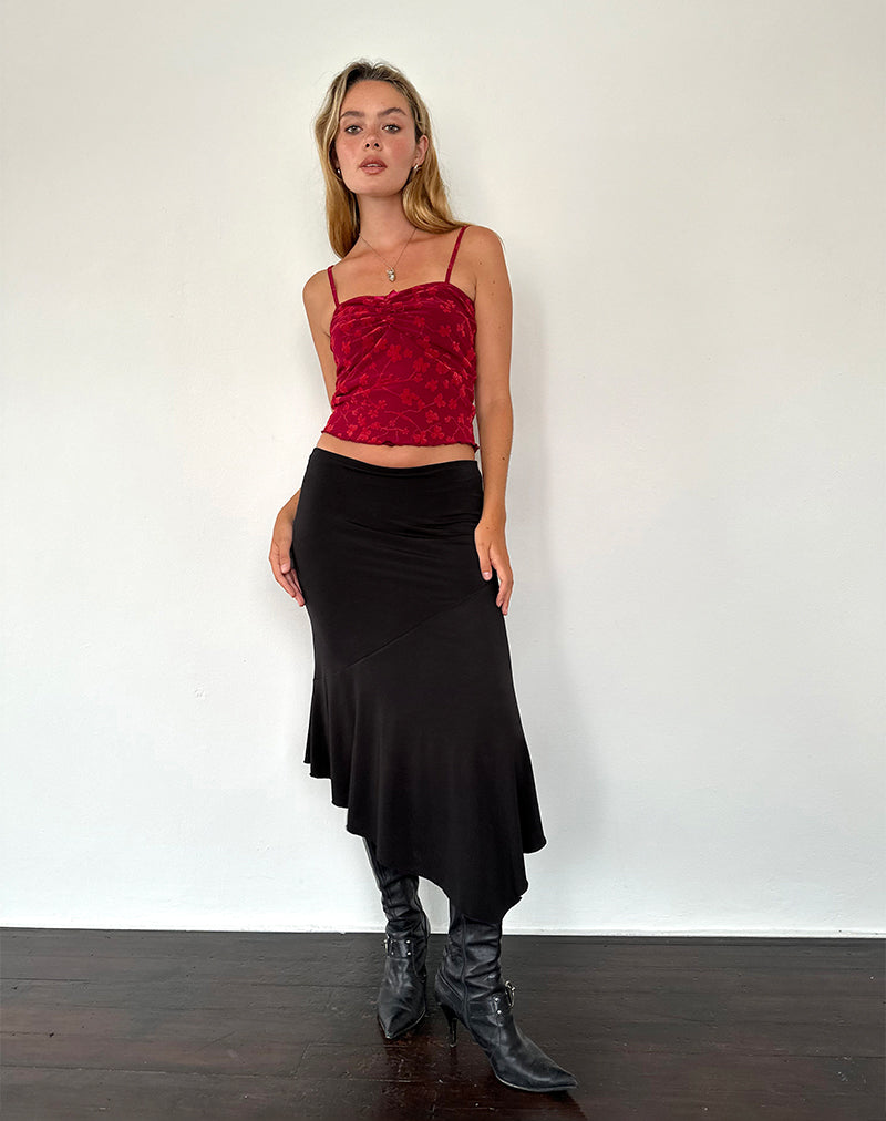Imagen de la blusa Hali Cami Top en estampado floral Grunge Rojo