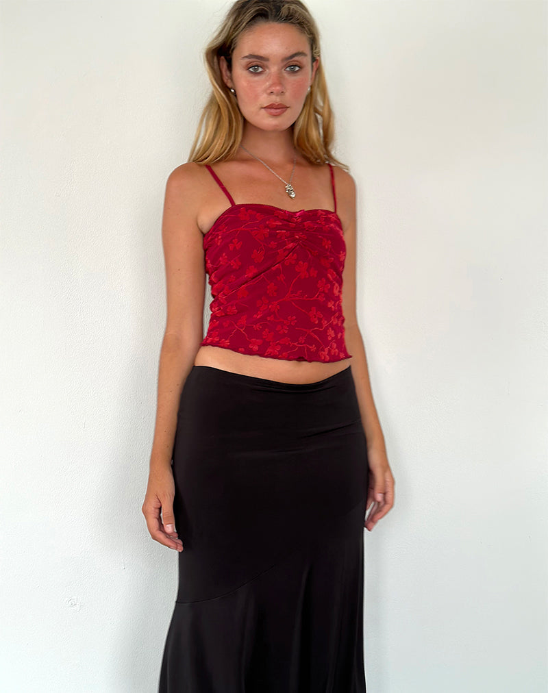 Imagen de la blusa Hali Cami Top en estampado floral Grunge Rojo