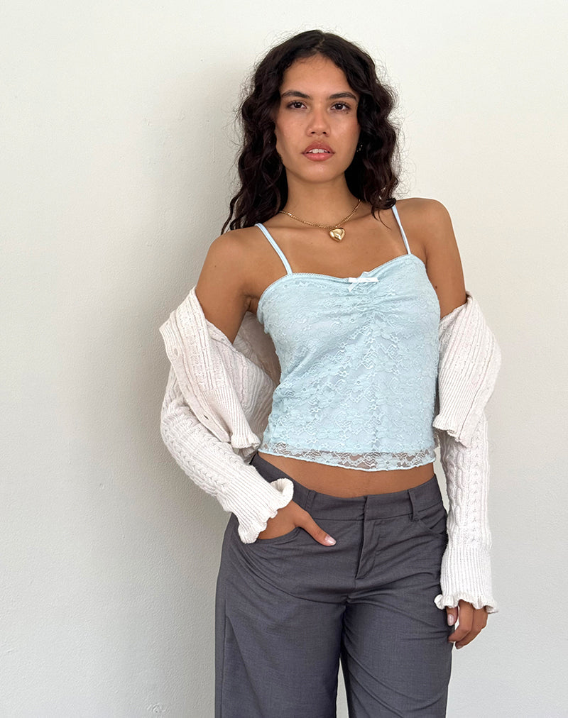Cami Hali de encaje azul hielo orquídea