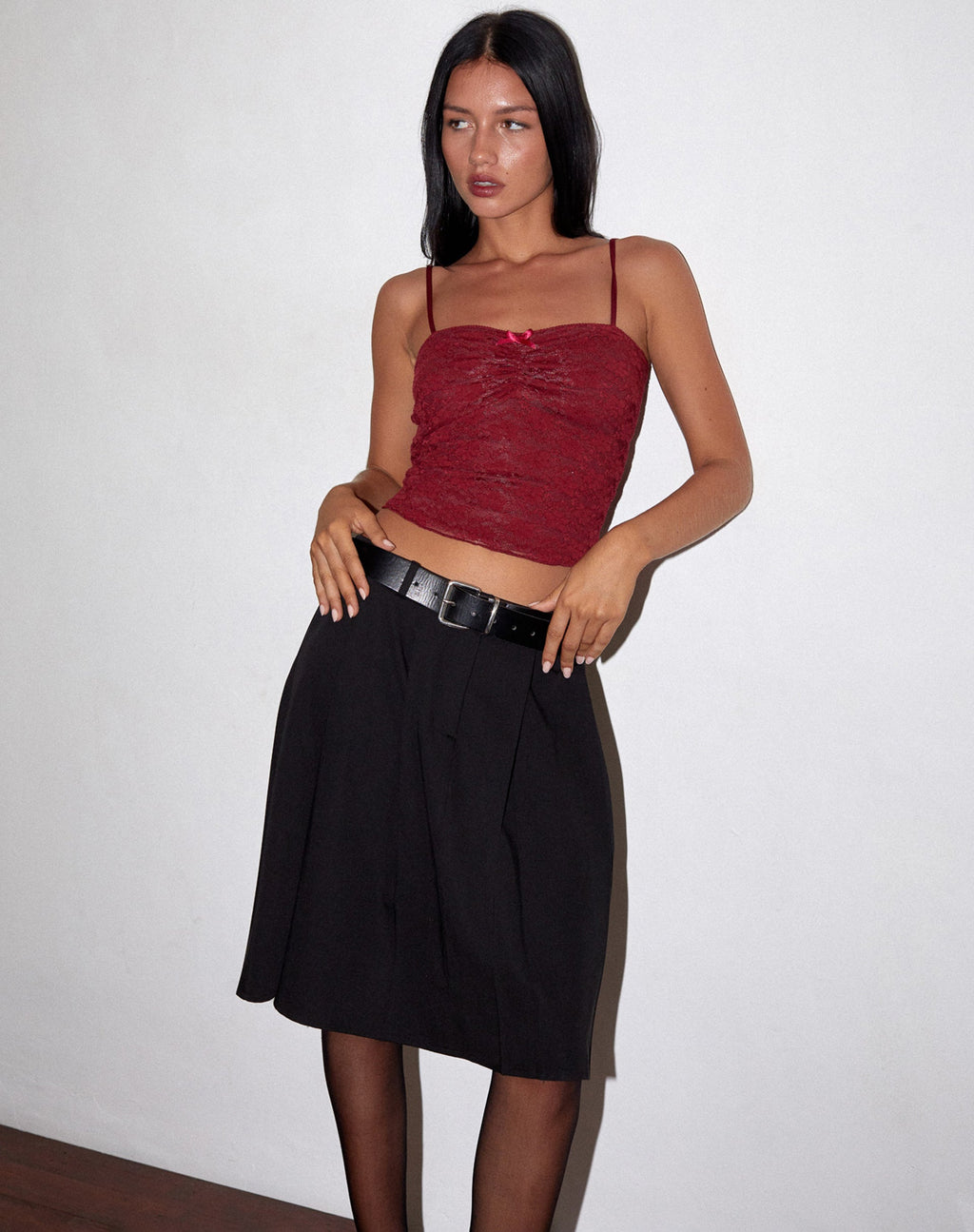 Cami Top de Encaje Hali en Granate