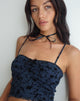 HALUSI TOP PRETTY PETAL NEGRO FLOCK NEGRO