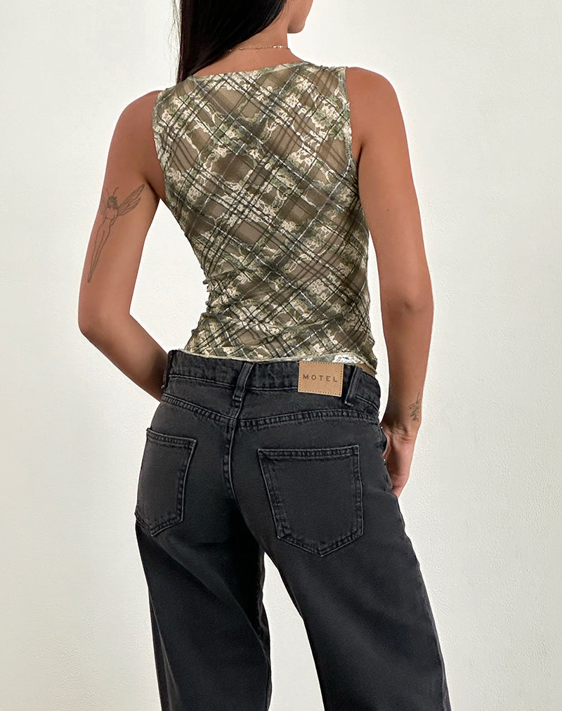 Imagen de Hampura Top de encaje estampado a cuadros retro