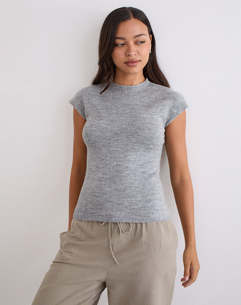 Top Hanuva de punto gris