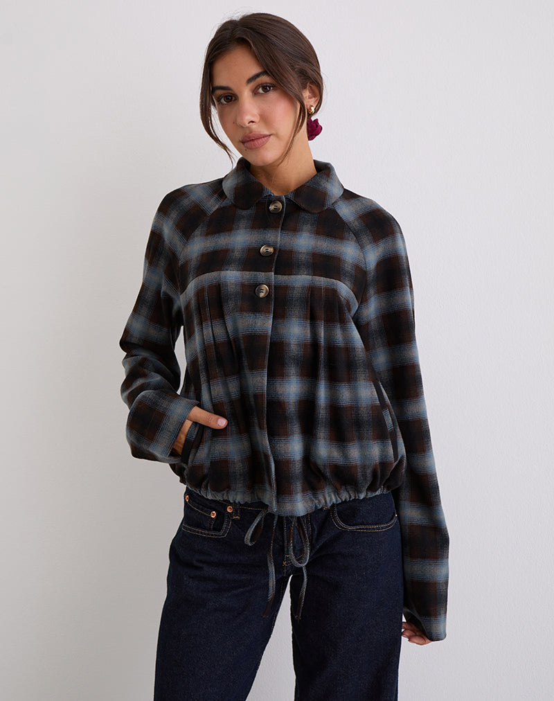 Imagen de Harana Chaqueta con cuello a cuadros azules y marrones