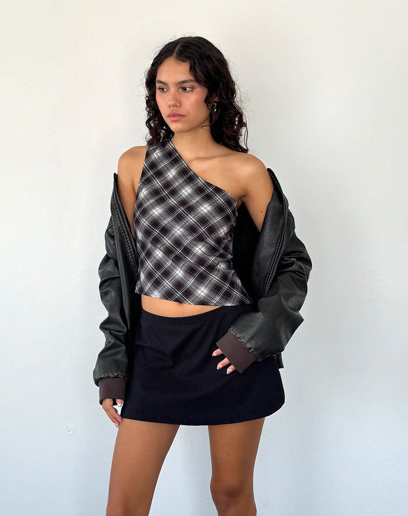 Imagen de Harini One Shoulder Top in Black White Check