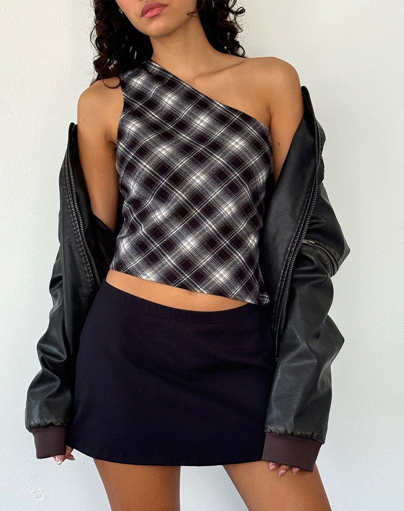 Imagen de Harini One Shoulder Top in Black White Check