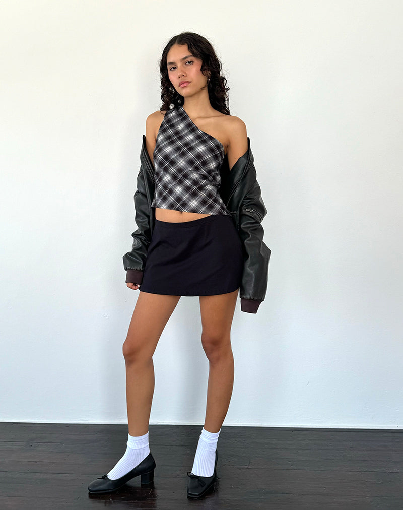 Imagen de Harini One Shoulder Top in Black White Check