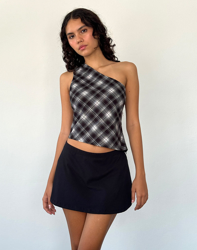 Imagen de Harini One Shoulder Top in Black White Check