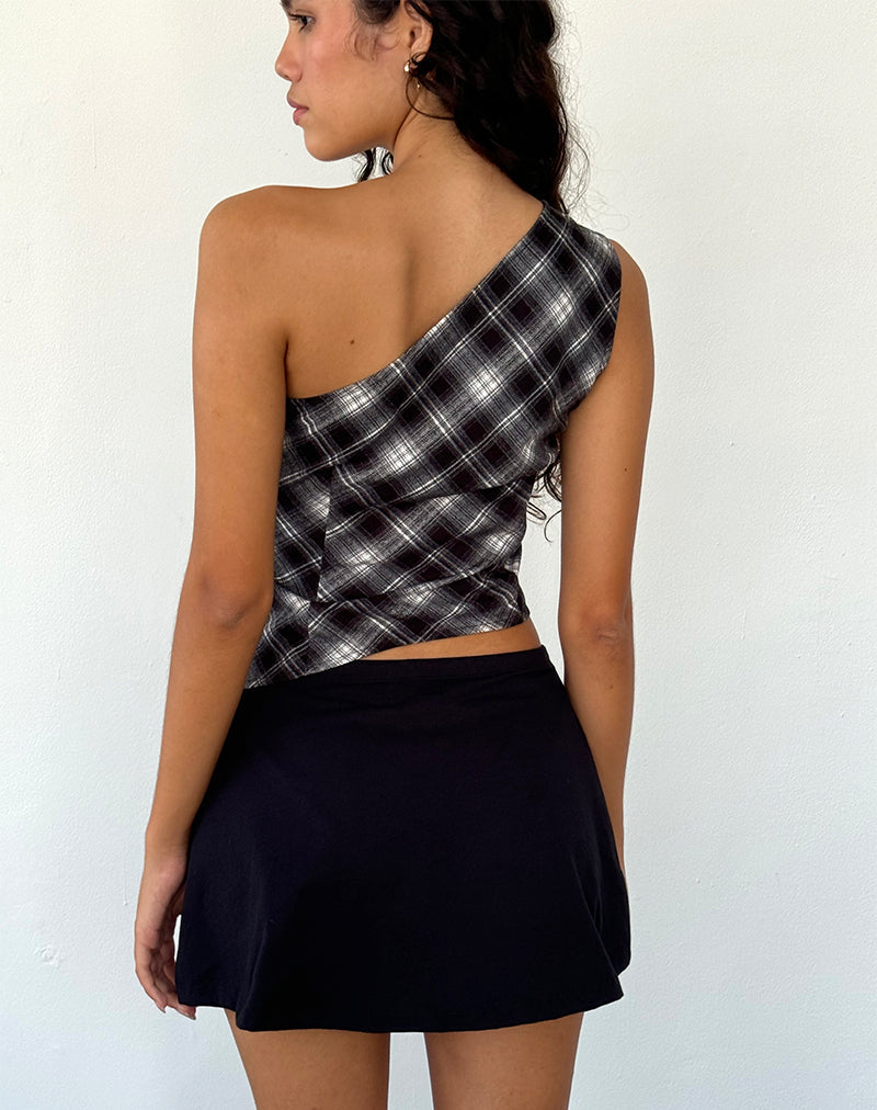 Imagen de Harini One Shoulder Top in Black White Check