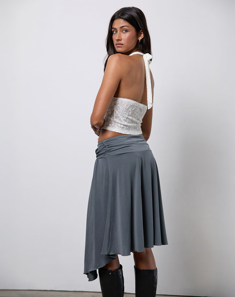 Harlan Falda Midi Asimétrica en Cupro Gris