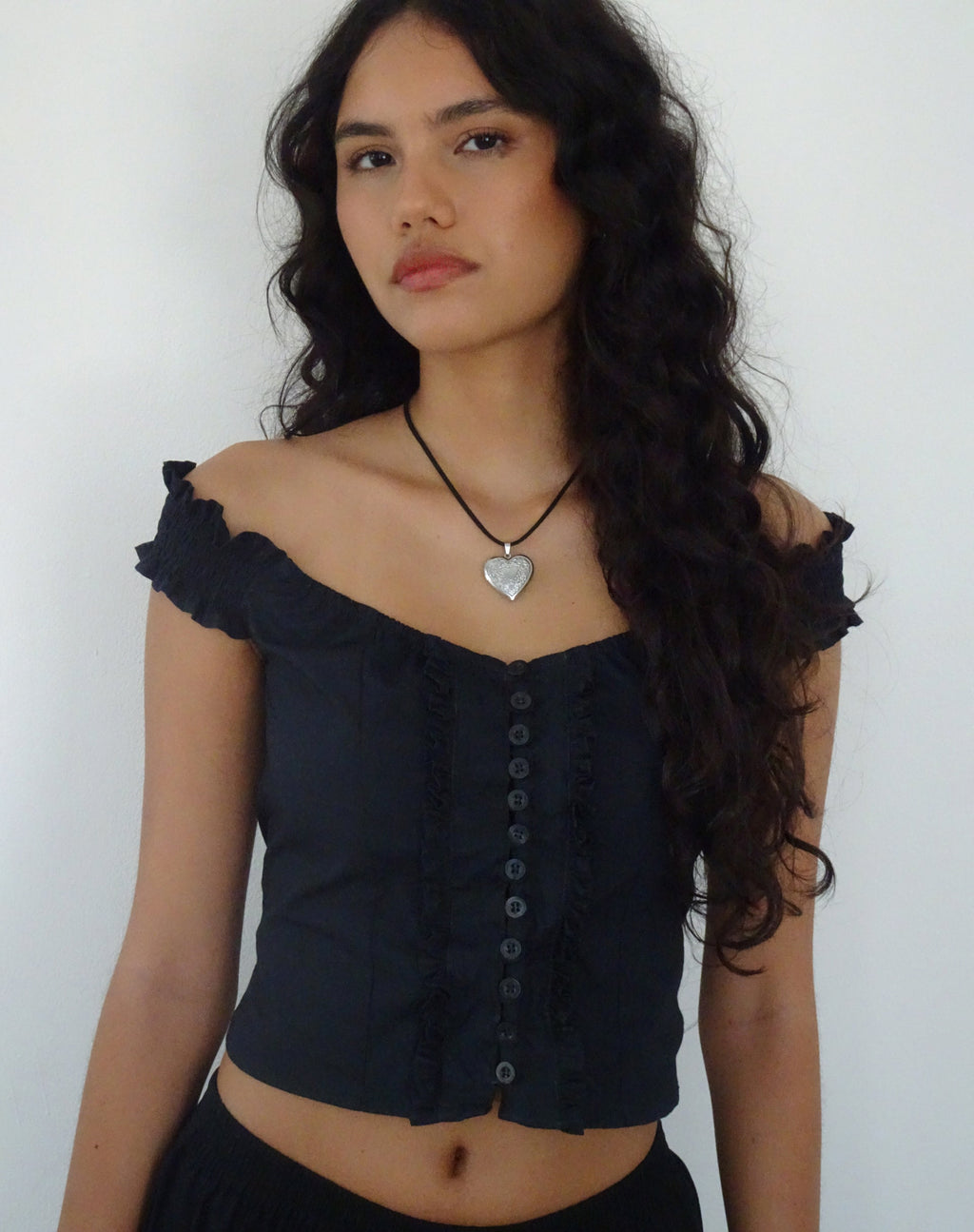Alderidge Bardot Corset Top Negro