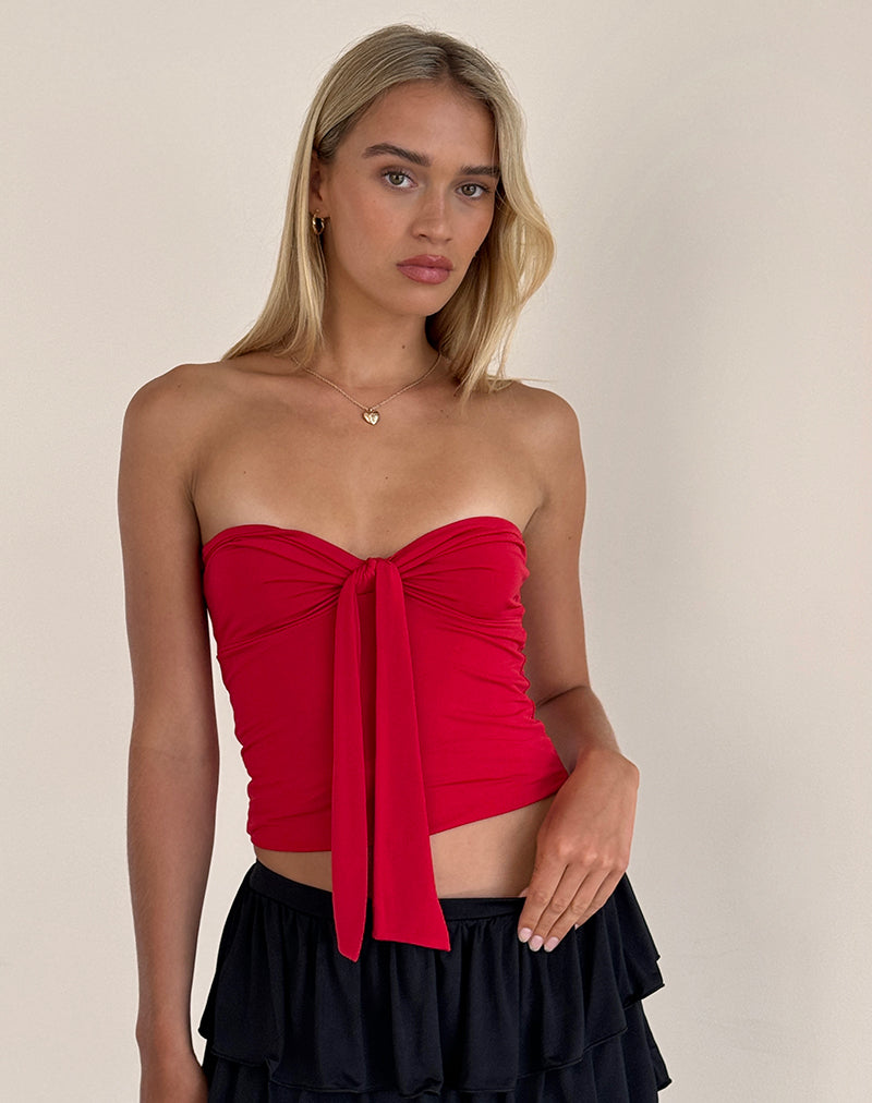 Top Harlyn Bandeau en rojo brillante