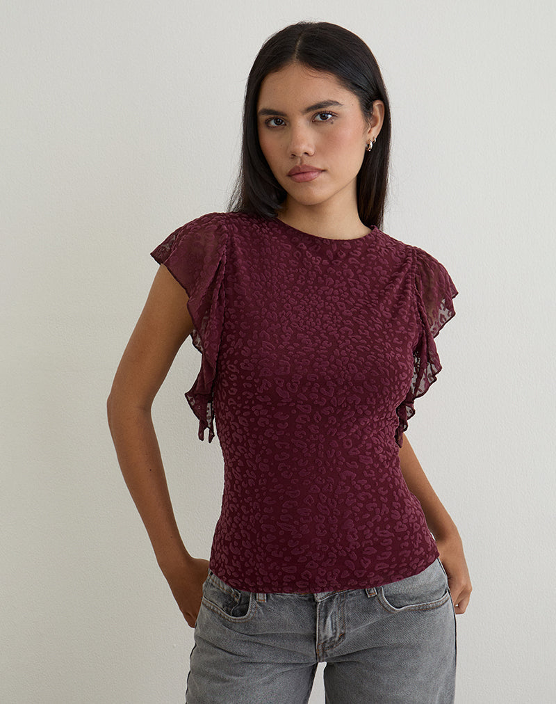 Imagen de Harsya Top en Flock Mini Leopardo Ciruela
