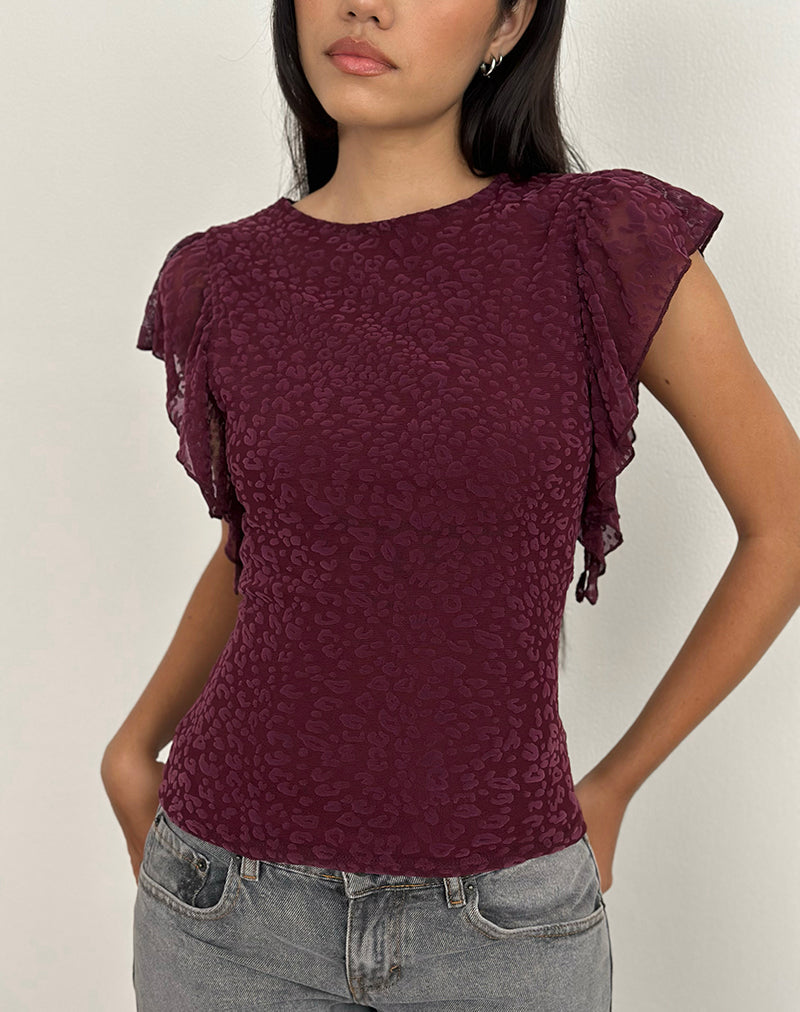 Imagen de Harsya Top en Flock Mini Leopardo Ciruela