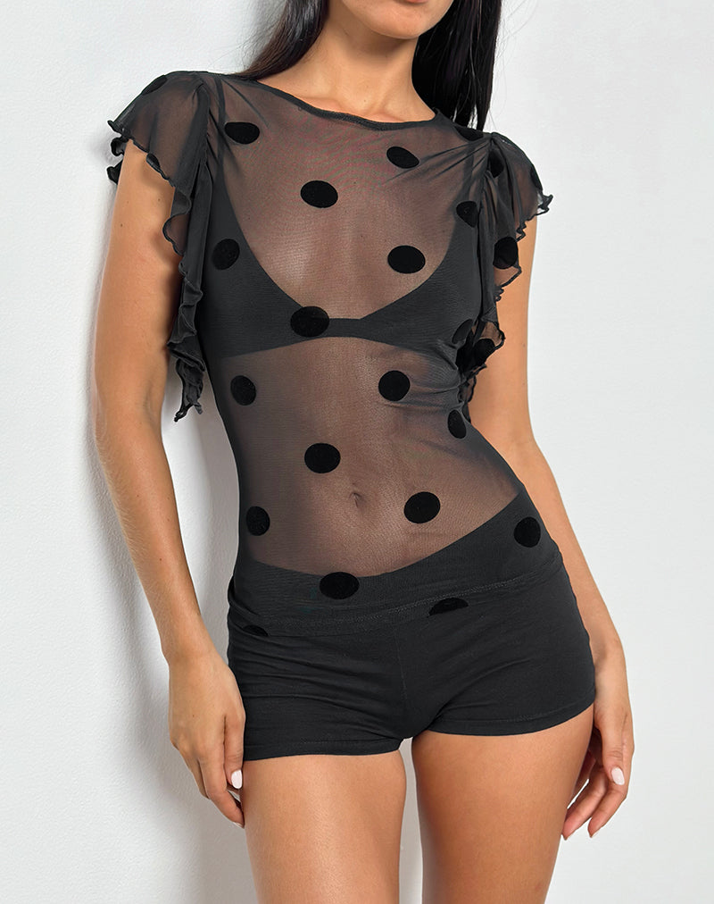 Imagen de Harsya Top sin forro en Big Polka Flock Negro