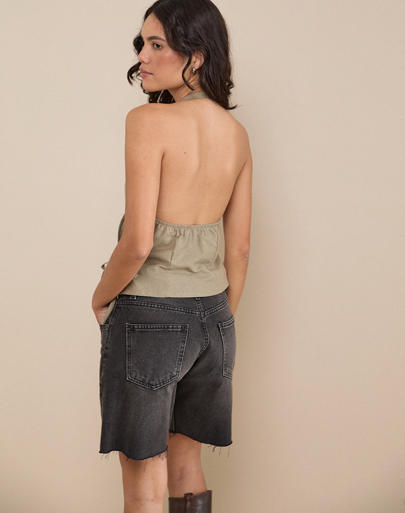 Imagen de Hart Tie Side Top en Lino Verde Pizarra