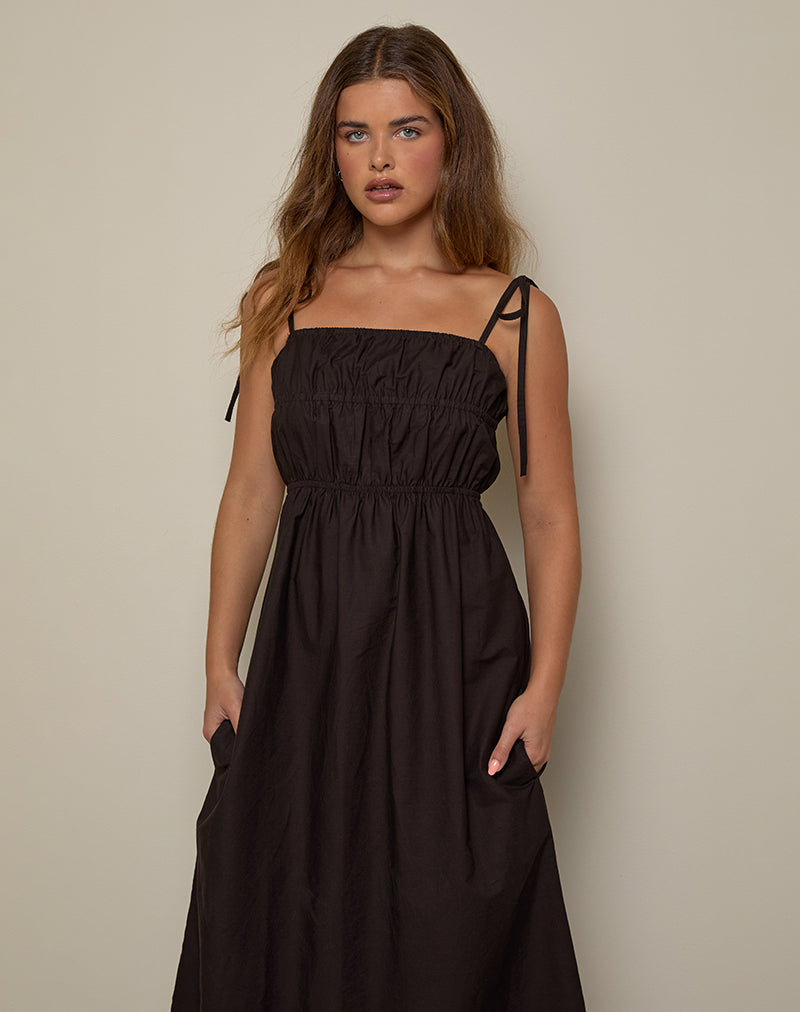 Vestido Haruko Midi en chocolate amargo