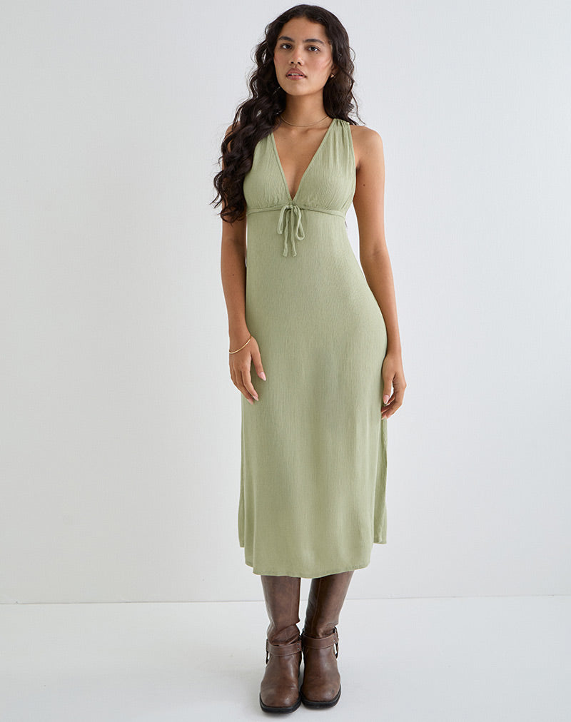 Imagen de Havisla Tie Front Midi Dress in Sage Green